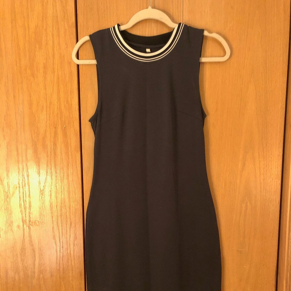Black Tight Fit, Side Slit Sleeveless Dress